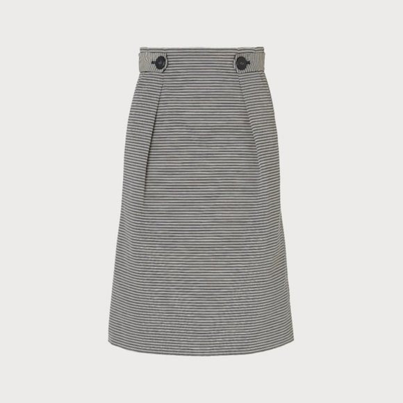 L.K. Bennett Mableen Navy and Cream Stripe Skirt - Picture 2 of 15